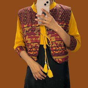 VISCOSE MAXI DRESS with sleeveless coat